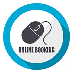 Online booking blue flat design web icon Thessaloniki taxi transfers