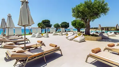 Taxi transfer route from Thessaloniki airport to Ammoa in Halkidiki