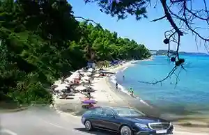Διαδρομή μεταφοράς με ταξί από το αεροδρόμιο Θεσσαλονίκης προς το Medusa Hotel στην Κρυοπηγή, Χαλκιδική